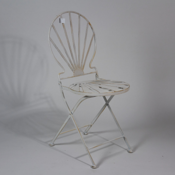 Chaise de jardin pliante en métal blanche, 40x40x88cm
