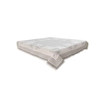 Nappe en tissu gris et blanc, dimmensions 150 x 150cm