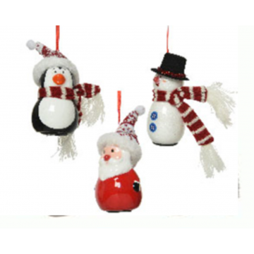 Figurine Pingouin, Père Noël, Bonhomme de neige à LED 10 cm