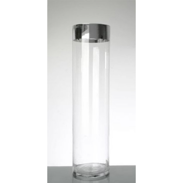 Vase cylindrique bord alu D.20cm H.80cm