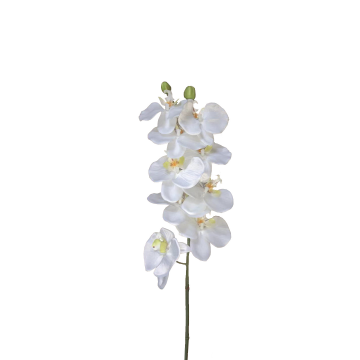 Branche d´orchidée artificielle, 9 fleurs blanches et int. jaune, L100cm