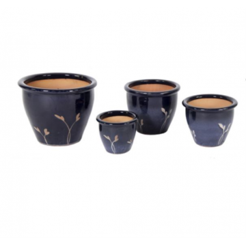 Pot en céramique LEAF bleu, D30 x H27_x000D_