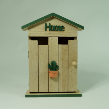 Boîte à clefs beige motif cactus 