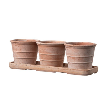 Kit 3 mini vases - 35 x 11.5 x 10.5 cm / Terre cuite rose